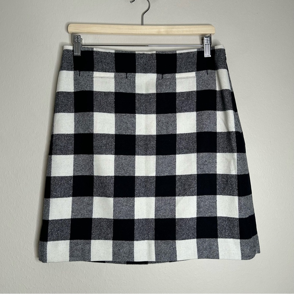Talbots Gingham Wool blend Black and White Midi Skirt Size 8 NWT